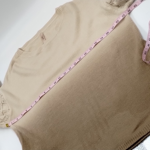 Jardin by Macris Brown cream ombre sweater with vented long sleeves l-xl - Picture 9 of 12